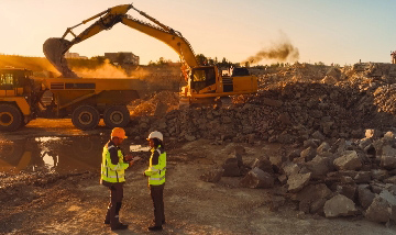 Construction site at sunrise